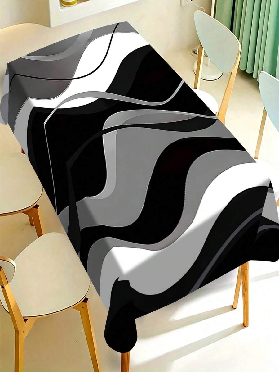 1/20 Stück Schwarz-Weiß Tischdecken, rechteckige Speise- und Kaffeetisch Tischdecken, 3D Optische Effekte, 2D bedruckte Tischdecken, Hochzeitstisch Dekorationen, Heim Dekorationen, geeignet für Picknicks, Camping, Hochzeiten, Geburtstagsfeiern