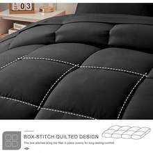 Newspin Queen Bed In A Bag 8 Pieces Comforter Set, Black All Season Bed Set, Queen Bedding Sets With Comforter And Sheets, Pillow Shams, Flat Sheet, Fitted Sheet, Pillowcases And Bed Skirt - 黑色 - 查看 7