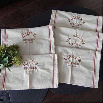 Toalla de té bordada personalizada, toalla de cocina, regalo personalizado, regalo para inauguración de casa, favor de boda, decoración de cocina, regalo de aniversario