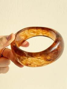 1 pieza Elegante brazalete ancho de resina verde retro, brazalete personalizado de moda y encantador