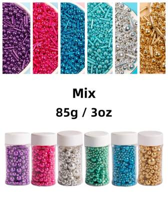 85g/3oz Perles de sucre scintillantes - Décorations brillantes à saupoudrer sur les gâteaux, les sundaes, les truffes au chocolat, les macarons, les cupcakes, les cookies, les gaufres, les beignets, les sucettes, la pâte à sucre, les tables de desserts Fournitures pour fête d'anniversaire/mariage/remise de diplôme/retraite/Noël/Saint-Valentin Décorations scintillantes non fondantes pour boulangeries, pâtisserie maison (UNIQUEMENT POUR LA DÉCORATION)