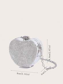 Luxury Diamond Inlay Apple Shape Crystal Clutch Purse Evening Wedding Party Shoulder Bag Handle Rhinestone Mini Handbags