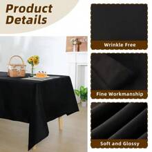 6er Pack Tischdecken für 6-8 Fuß Tische - waschbare Polyester Tischdecken für Hochzeit, Geburtstag, Bankette, Picknick, Camping, 152 x 259 cm