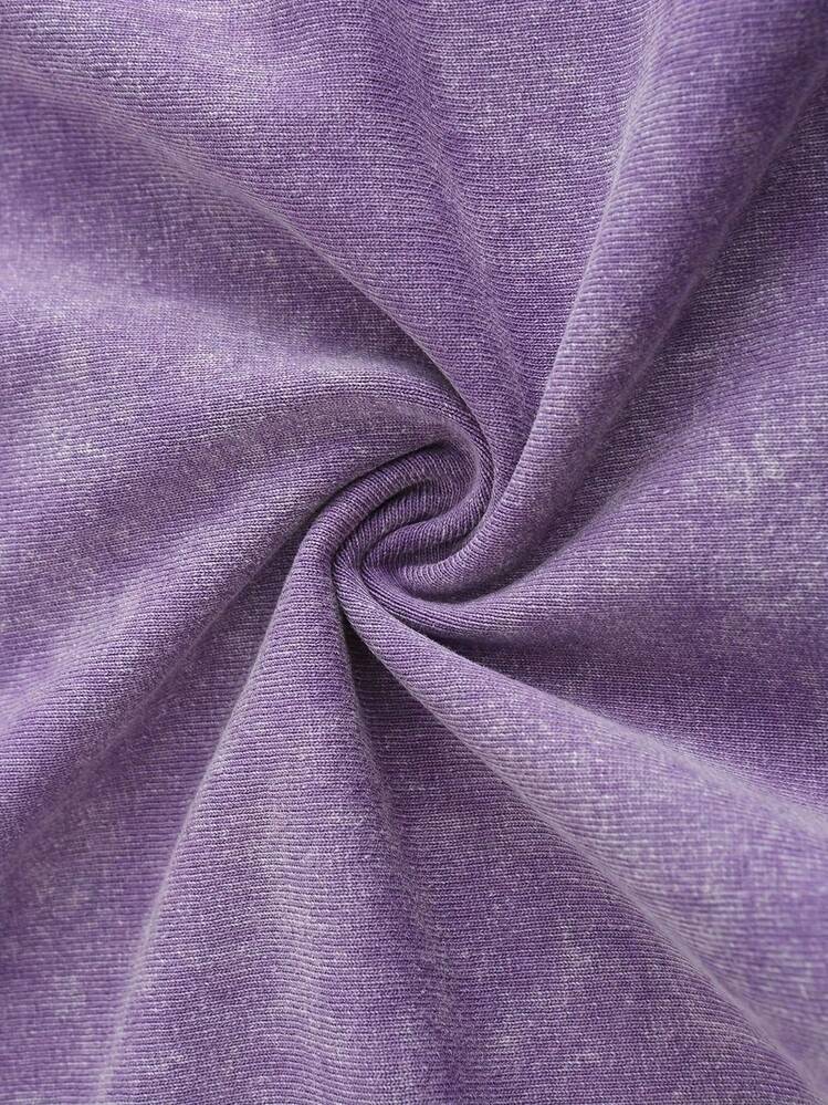 1 Piece, 230G Double-Sided Water Wash, Modelo1 Piece, Washed Printed T-Shirt 230g, High-Quality Batik Cotton Retro Fashion Brand T-Shirt, A Certain Thickness Suitable For Summer T-Shirts, Holiday Gifts. - Purple - View 3