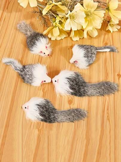 4 st kattleksaker - kaninhud, plastmöss i 2 färger, plyschmöss - interaktiva lek- och träningsleksaker för inomhuskatter