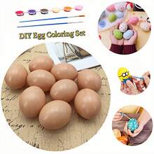 DIY 鸡蛋着色套装，包含 12 种颜色的颜料和调色板，逼真的鸡蛋复制品，手绘鸡蛋，儿童早期教育礼物，益智玩具，着色用品小礼物 - 彩色 - 查看 3