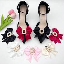 2pcs Fashionable Diamond-Encrusted Bow Shoe Clips, Elegant Removable DIY Shoe Decor Accessories, Suitable For Women Casual Party - Multicolor - View 3