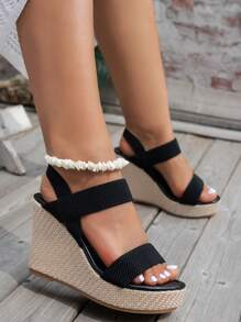 Sandales compensées épaisses et plateforme pour femmes grandes tailles, style européen et américain. Sandales compensées à plateforme mode, haute talon épais, corde épaisse, imperméable, Glissant