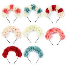 1 Stück Blumen-Stirnband für Erwachsene zum Fotografieren, Braut-Rosenblüten-Haarreif im Boho-Stil, Haarband Diadema für Frühling/Sommer