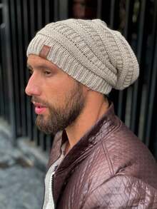 Unisex Striped Beanie Hat Other Fabric - Sand - View 2