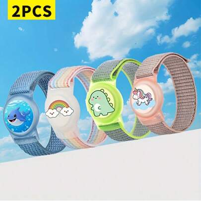 2 pièces Étuis de protection style bande dessinée compatibles avec Apple AirTag, couvercle de localisateur GPS anti-perte