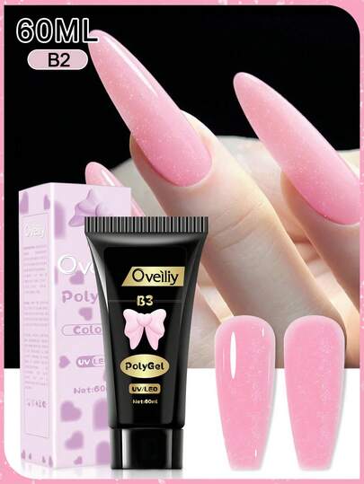 1pc 60ml Oveiliy Nail Extension Gel, Crystal Nail Extension Gel, Nail Stickers And Beauty Art, Making Nails Longer And Stronger