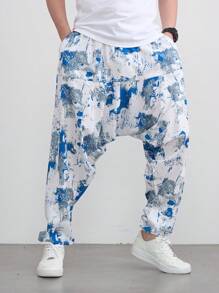 Hawaiianischer Stil Herren Loose Harem Hosen, Sport & Lässig Yoga Hosen, Strand Resort Urlaub