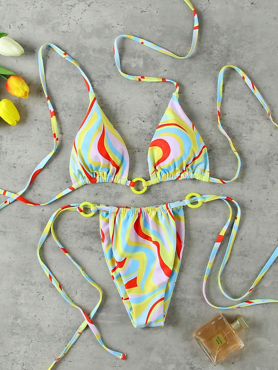 1pc Women's Colorful Printed Sexy Bikini Set For Summer Beach Wear - Printing - View 1