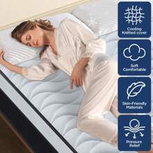 Matelas 90x190, Hauteur 23 cm, Matelas à Ressorts Ensachés avec Mousse à Mémoire de Forme Mixte, Latex, ÖkoTex, Matelas pour Adultes et Enfants