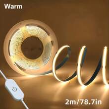 1M/2M/3M/4M/5M Faixa de Luz LED USB, Controle de Toque COB, 5V 8mm de Largura, Iluminação Branca/Quente, Iluminação Suplementar, Lâmpada de Atmosfera de Bottom de TV