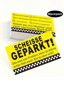 50 Stücke "Du bist schlecht beim Parken" lustige, beleidigende, nicht-klebende Visitenkarten für schlechte Parkplätze, zum Lernen Parken, Schulmaterial, Schulanfang