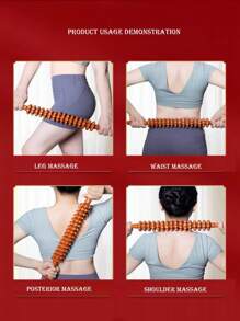1 pieza Rodillo de masaje tradicional chino de madera manual, rodillo de engranajes para terapia de meridianos, deportes, ejercicios de yoga/pilates, herramienta de masaje de Body completo para hombros, cuello, espalda, abdomen para hombres y mujeres, gimnasio