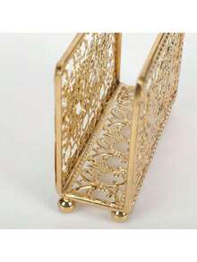 1pc Electroplated Square Metal Napkin Holder, Hotel Western Restaurant Standing Tissue Holder - Multicolor - View 4