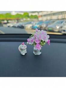 New Charming Mini Resin Bouquet Car Decoration - Cute Simulated Bouquets For Dashboards And Windows, Perfect For Ladies' Car Parts, Dashboard And Window Decoration, And Ornaments - 粉色 - 查看 6