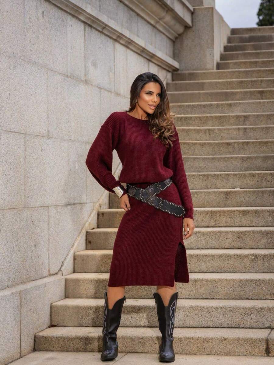 Jussara Dress - Burgundy - View 1