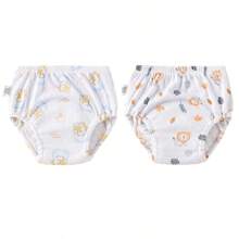 4 pièces Culottes de propreté pour garçons et filles, sous-vêtements d'entraînement conçus, couches d'apprentissage en tissu pour bébé, couches lavables et réutilisables, couches à poche respirantes et imperméables, en matière de polyester, convient aux bébés garçons et filles - Conception d'impression creuse