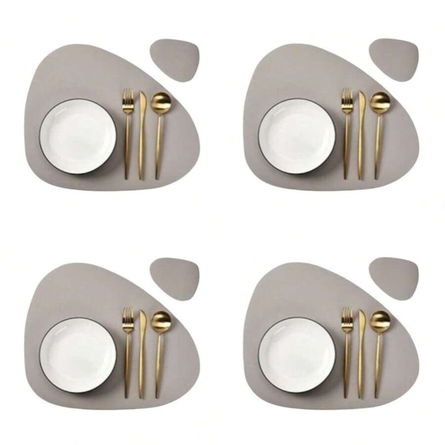 2/4/8pcs Grey Placemat And Coaster Set (Placemat + Coaster), Triangle Placemat, Tabletop Decor Placemat, Holiday Gift Placemat Set (2pcs Includes 1 Placemat + 1 Coaster) (4pcs Includes 2 Placemats + 2 Coasters) (8pcs Includes 4 Placemats + 4 Coasters)