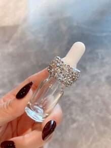 Bottiglietta contagocce in vetro decorata con strass, mini bottiglietta contagocce in vetro trasparente per oli essenziali, campioni e profumi, contenitore vuoto per liquidi cosmetici con contagocce, bottiglia contagocce in vetro trasparente mini portatile per essenze, contenitore da viaggio