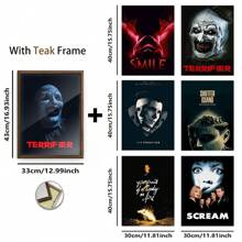 Optional Buy One Get Six Free Style, 12*16in Letters, Scary Clowns Pattern, Optional Frame, Optional 1 Pc Canvas Or Paintings With Polished Plexiglass Frame + 6 Pcs Canvas Posters, Replace Any Time, Modern Wall Art Decor For Home Living Room Bedroom Office, Home Decor, Home Accessories
