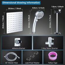 Shower Head, High-Pressure Showerhead/Handheld Shower Combination, With 8-Inch Top Spray, 9 Adjustable Leak Proof Shower Heads, With Bracket/Hose, Adjustable Angle, Contemporary Desig - Black-upgrade - View 3