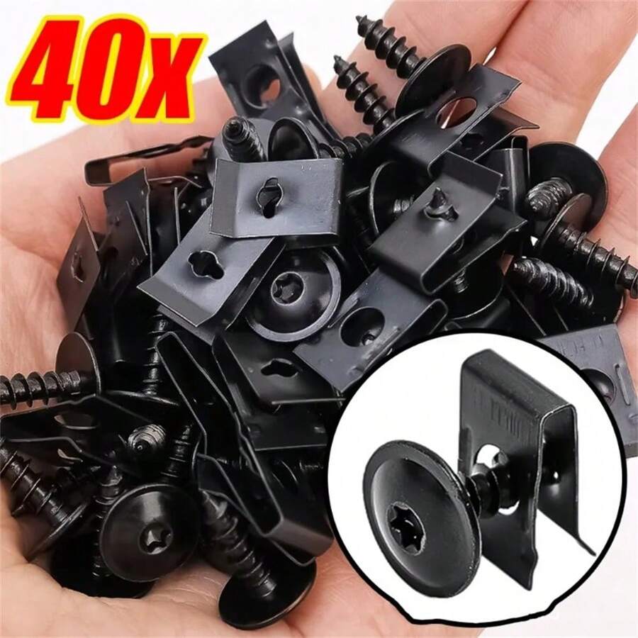 20 Piezas/40 Piezas Juego de tornillos roscadores automáticos en forma de U para metal, accesorios de ajuste para coche y motocicleta