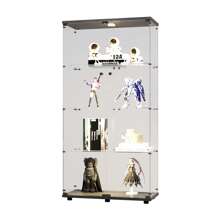 Vinoteca Brightness 164*80*36 cm con 4 niveles de almacenaje, puertas dobles, cristal templado, mueble de almacenaje, vitrina de cristal, mueble de colección, salón/dormitorio, color negro