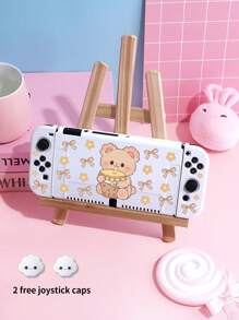 1 nieuwe beschermhoes voor de Switch 2 (2025), compatibel met de Switch 2/Switch OLED/Switch NS/Lite, schattige dierenpatronen zoals een beer, konijn, dinosaurus, aardbei, bloemen, krasbestendige hoes, inclusief joystickdop, willekeurig Lite-model verzonden, ideaal cadeau voor Switch-gamers