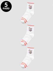 SPONGEBOB 1/3/5双装女士透气高弹卡通海绵宝宝印花中筒袜，吸湿排汗抗菌除臭时尚趣味表情薄款船袜，适合夏秋穿着 - 彩色 - 查看 8