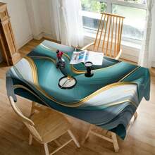 1 / 20 piezas Mantel moderno de lujo, mantel con diseño de rayas de múltiples colores, cubierta de mesa rectangular de poliéster, lavable a máquina, perfecto para decoración de primavera y verano, fiestas, cocina y uso al aire libre - regalo ideal para inauguración de casa y días festivos