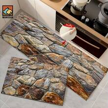 1套/1件/2件仿真石纹浴室防滑垫，仿羊绒材质，蓬松毛绒装饰，适用于浴室、门口、厨房、房间等场合，可机洗，日常装饰，可作为礼物赠送