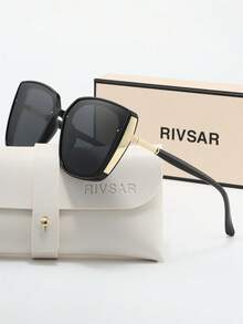 RIVSAR 时尚女士猫眼金属框偏光太阳镜，优雅户外休闲派对旅行夏季猫眼圆形珠宝太阳镜，高端品牌节日礼品精品太阳镜，情人节圣诞节万圣节，送礼首选 - 彩色 - 查看 1