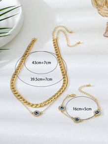 Conjunto de 3 peças de colar com pingente de demônio criativo e moderno + conjunto de joias com corrente para óculos, adequado para mulheres, festa/casamento/viagem, presente de feriado