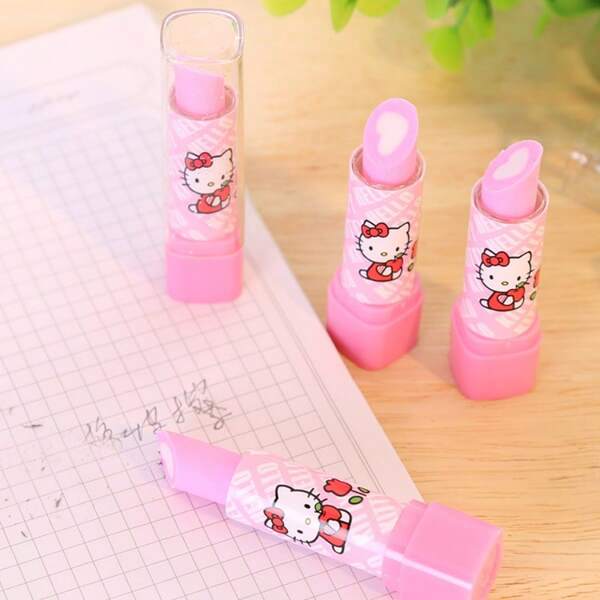 Sanrio 1pc/3pcs/5pcs Cute Hello Kitty Plastic Eraser, Unique Shape, Pastel Color, Can Erase Pencil Marks, Creative Stationery Suitable For Students, Also Can Be Used As Prizes Or Gifts (The Transparent Plastic Shell May Have Some Scratches Or Defects Due To Transportation And Craftsmanship Issues, Please Be Aware If You Are Sensitive To These)