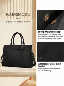 NUBILY Professional Laptop Bag For Women 15.6 Inch - Waterproof PU Leather Tote Briefcase, Business Office Computer Bag With Shoulder Strap, Lightweight Work Bag - màu đen - Xem 6