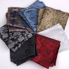 1pc Men's Jacquard Pocket Square, Fashion Patterned Handkerchief, Soft Fabric Suit Decoration, Groom Wedding Pocket Handkerchief, Groomsmen Pocket Square