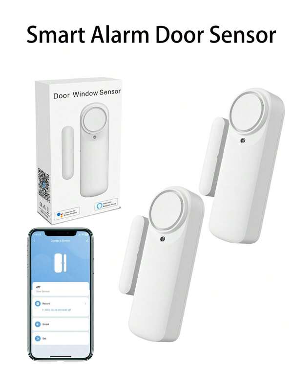 1/2/4 pièces Tuya Wifi Smart Alarm Door Sensor, Capteur de porte/fenêtre wifi intelligent, Scénario intelligent, Capteur de contact sans fil mini, Automatisation domestique, Capteur anti-vol de porte et fenêtre, Compatible avec Alexa, Blanc