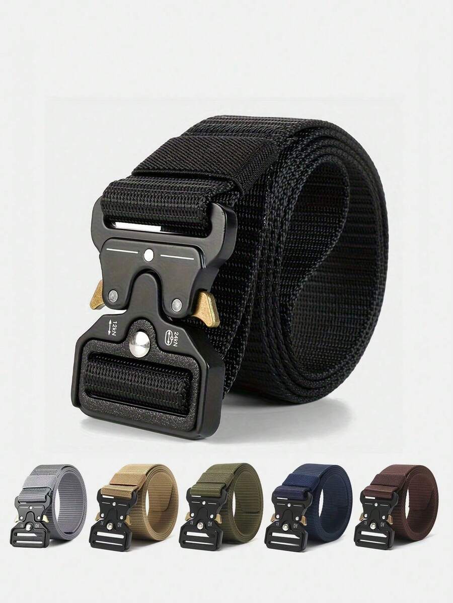 1Pack Sports Style Tactical Belt With Quick-Release Plastic Buckle - High-Quality Polyester Fiber Adjustable Belt For Outdoor Hunting, Combat Survival - Multifunctional Army Utility Belt For Teen Boy(10-18Y) - Style 1 - View 1