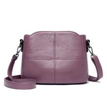  Vintage Women's Soft PU Leather Shoulder Bag Square Solid Color Crossbody Middle-Aged Female New Large Women Messenger Bags