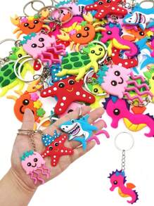 24pcs- Party With Sea Creature Keychains, Cartoon Key Chains, Suitable For Party Favors, Holiday Items, Back To Classroom Gifts, Reusable Birthday Party Return Favors For Bag Fillers Party Ornaments, Summer Beach, Pool Party, Vacation Gift Giving, Mother's Day Graduation