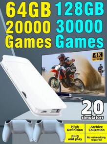 1 Set Of Home Game Console Plug And Play Built-In 30000 Nostalgic Retro Games 20 Simulators Like PSP/FC/GBA Games Can Be Connected To TV/Projector/Computer Screen Can Be Archived HD Projection Card-Type Game Stick Arcade Joystick Game Box Can Be Connected To Double Wireless Handle Handheld Game Console Party Multi-Person Interactive Plug-In Video Game Husband And Boyfriend Holiday Birthday Gift