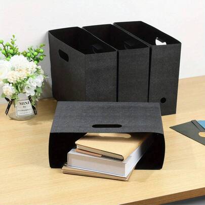 1 件可折叠相册盒，带舒适手柄 - 耐用厚 PP 塑料，便携式文件、书籍和杂志收纳盒 - 黑白，节省空间的设计