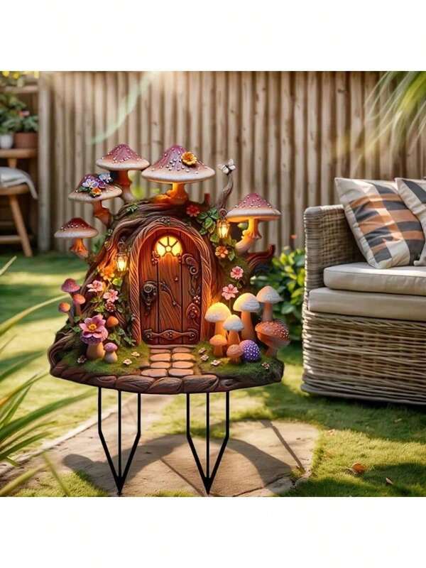 2D Bohemian Style Fantasy Mushroom House Acrylic Decoration, Suitable For Outdoor Lawn And Indoor Loft Decor, Perfect For Daily Home Use, Party, Birthday Celebration And Outdoor Festival Decoration Garden Exhibition