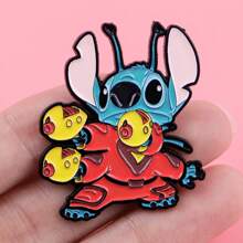 Disney 1 pièce Broche Disney Stitch, épinglette émaillée distinctive - Insigne mignon pour sacs à dos et vêtements, accessoire de broche pour vêtements, attache de sac