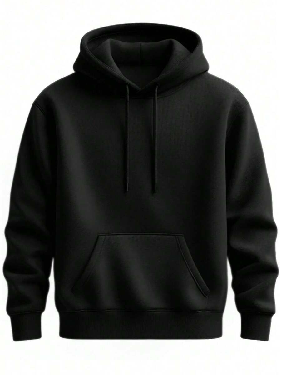 Premium Basic Plain Winter Sweatshirt - 黑色 - 查看 1